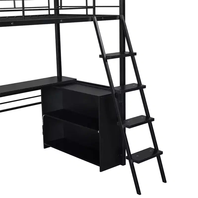 Lit avec LED, bureau et 4 étagères de rangement