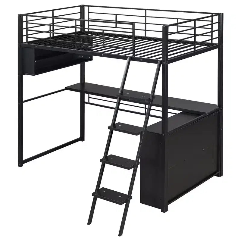 Lit avec LED, bureau et 4 étagères de rangement