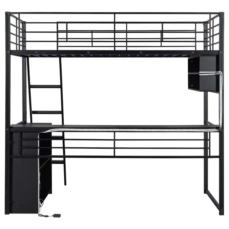 Lit avec LED, bureau et 4 étagères de rangement