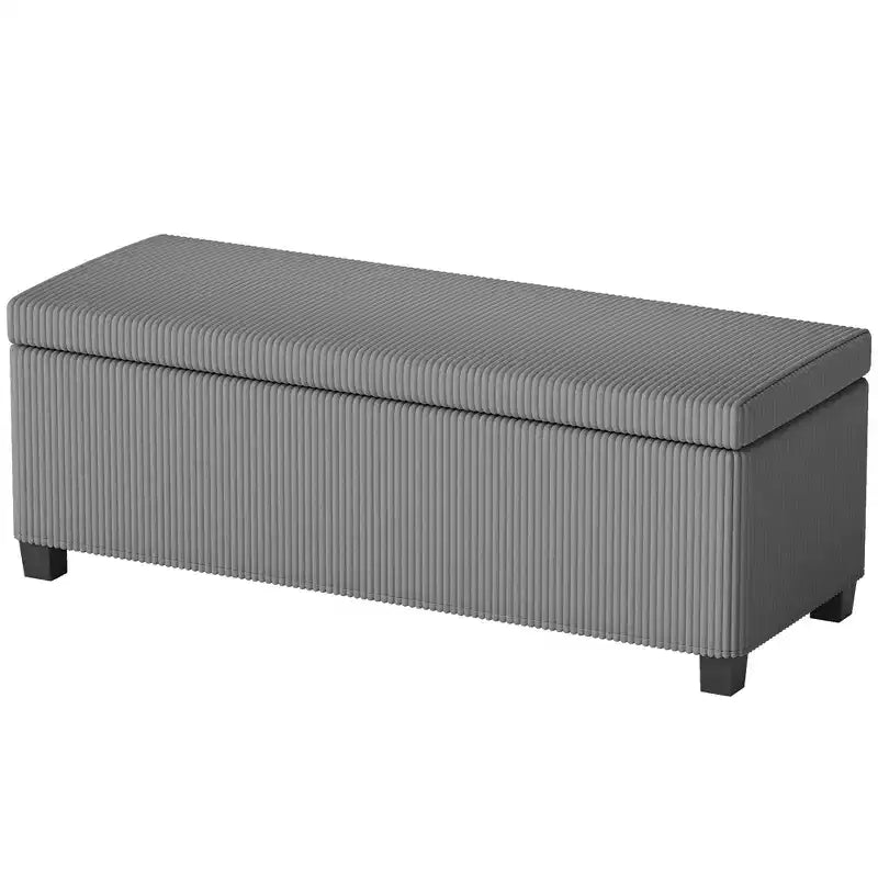 Banc de rangement ottoman, repose-pieds de bout de lit en velours côtelé avec couvercle et pieds