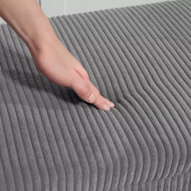Banc de rangement ottoman, repose-pieds de bout de lit en velours côtelé avec couvercle et pieds