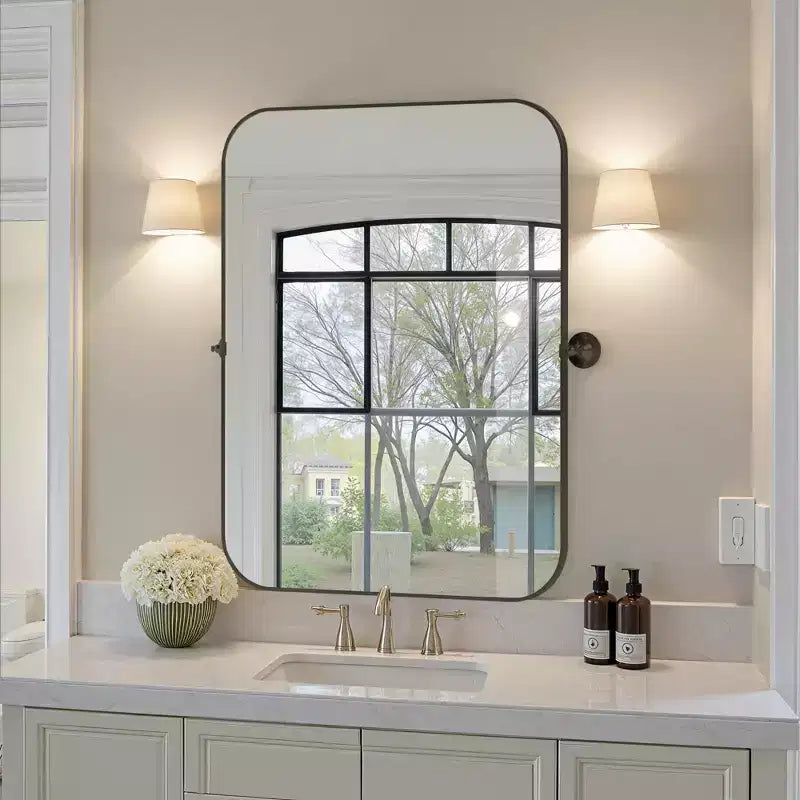 Miroir mural rectangulaire 80cm en fer noir