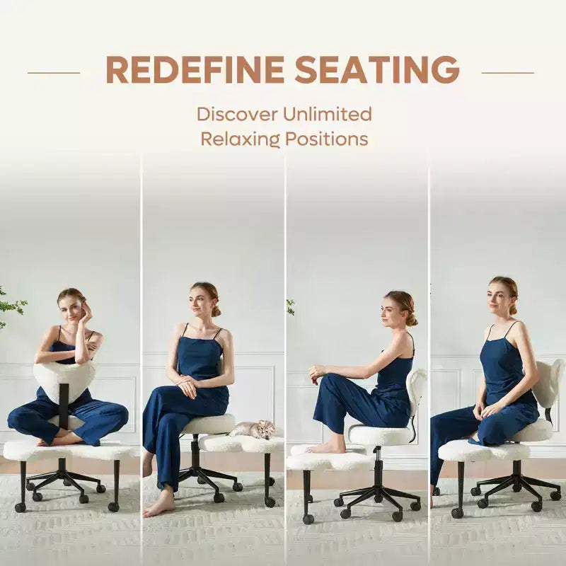 Chaise de bureau ergonomique entrecroisée, chaise de méditation réglable en hauteur