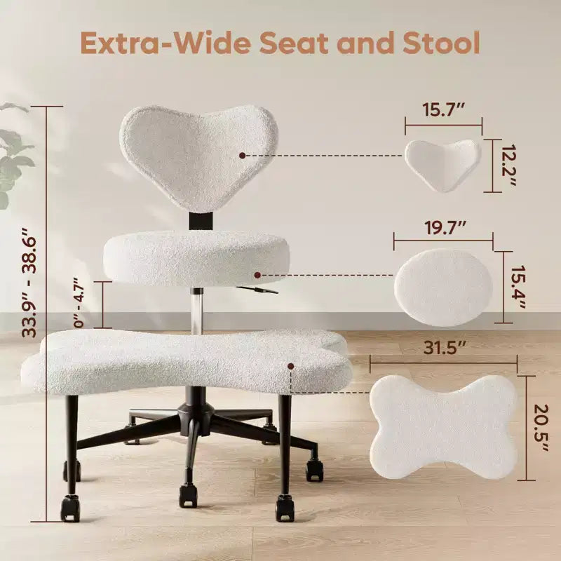 Chaise de bureau ergonomique entrecroisée, chaise de méditation réglable en hauteur