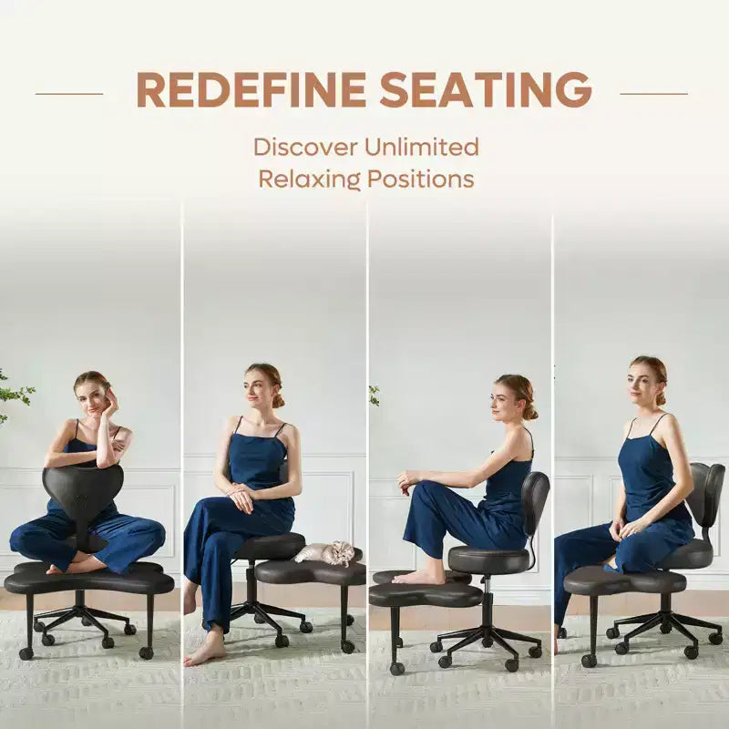 Chaise de bureau ergonomique entrecroisée, chaise de méditation réglable en hauteur