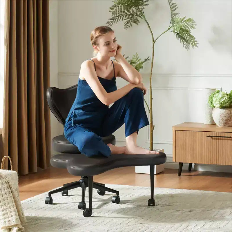 Chaise de bureau ergonomique entrecroisée, chaise de méditation réglable en hauteur