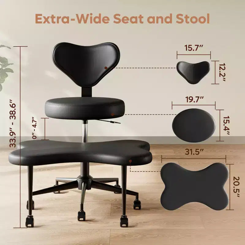 Chaise de bureau ergonomique entrecroisée, chaise de méditation réglable en hauteur