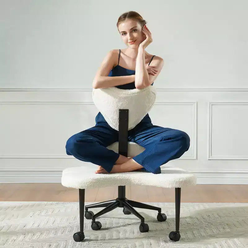Chaise de bureau ergonomique entrecroisée, chaise de méditation réglable en hauteur
