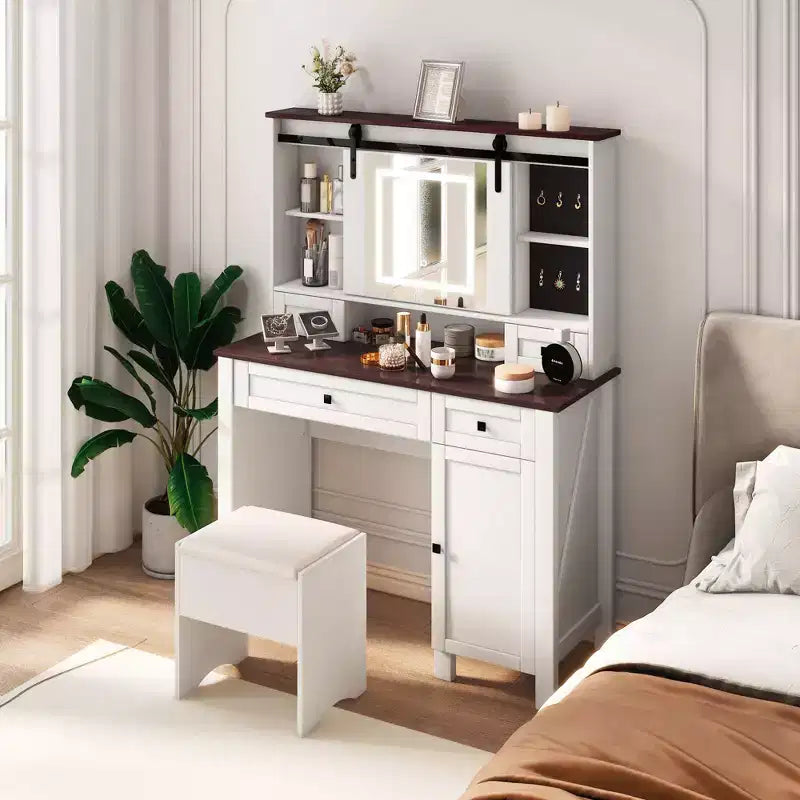 Coiffeuse avec lumières, coiffeuse de ferme avec miroir
