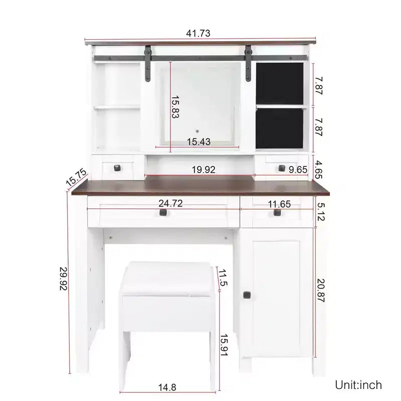 Coiffeuse avec lumières, coiffeuse de ferme avec miroir