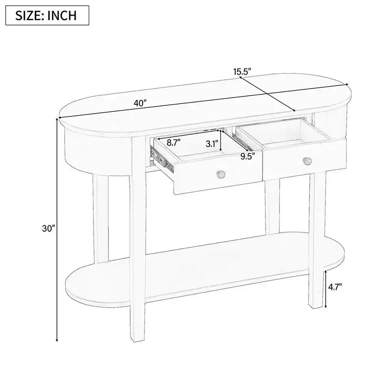 Console de style rétro élégante avec design incurvé et finition lisse