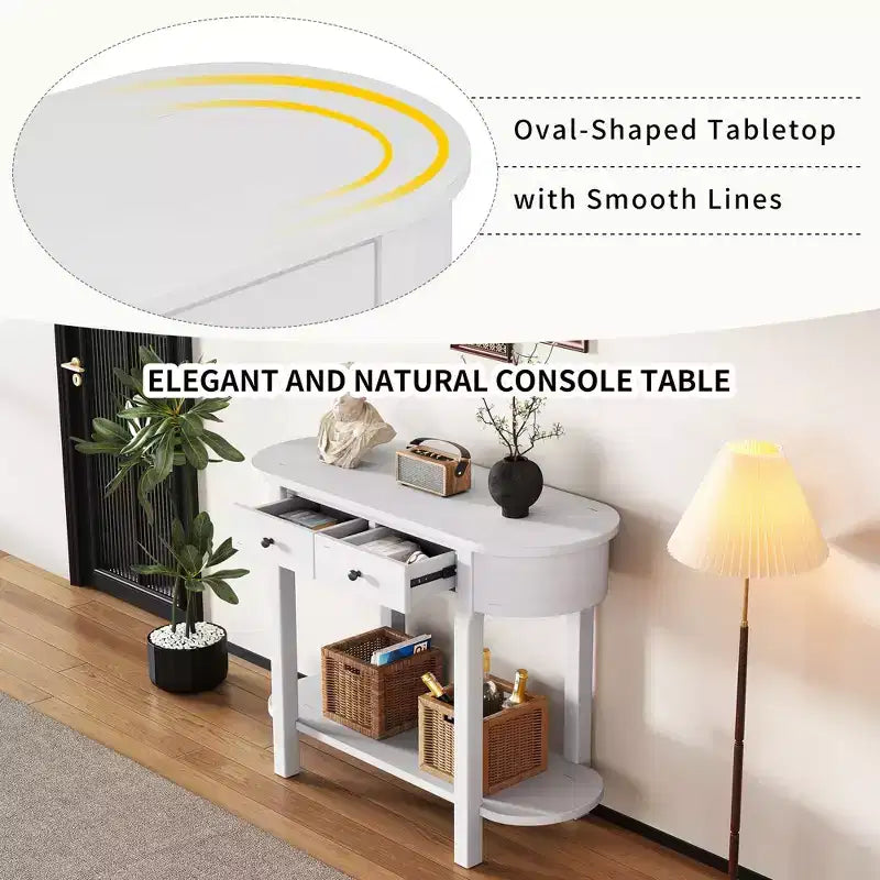 Console de style rétro élégante avec design incurvé et finition lisse