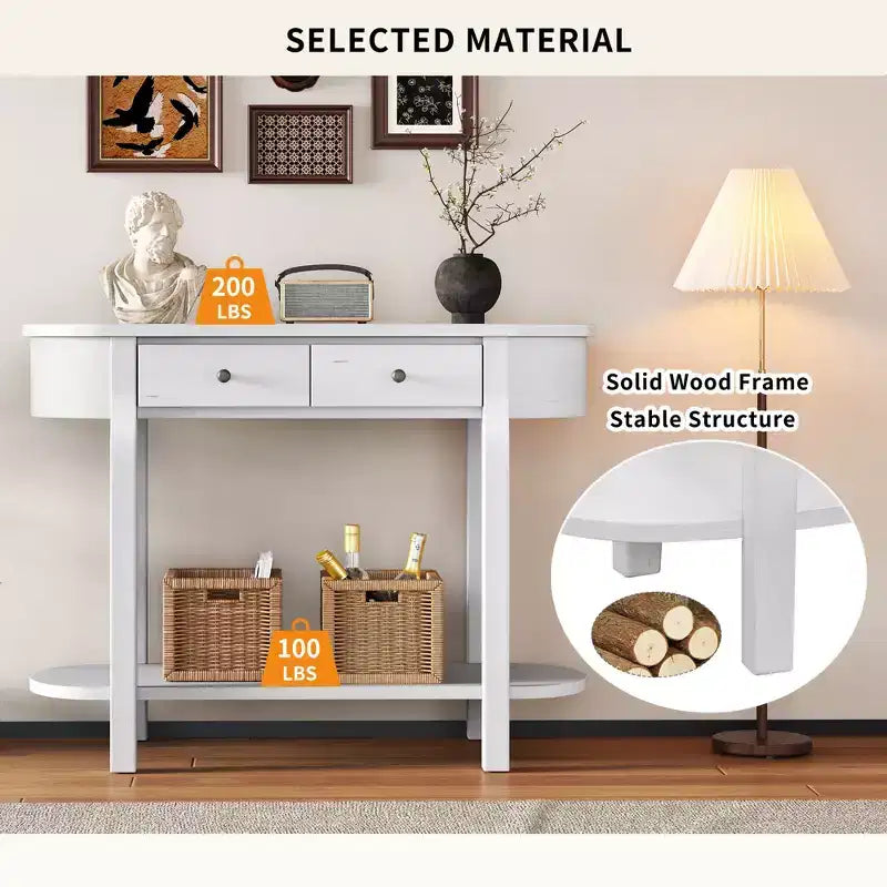 Console de style rétro élégante avec design incurvé et finition lisse