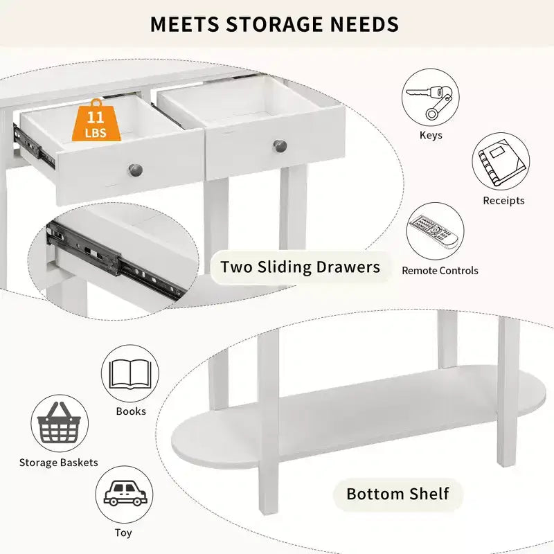 Console de style rétro élégante avec design incurvé et finition lisse