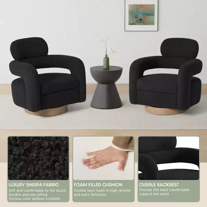 Fauteuil pivotant d'appoint « tonneau » Mid-Century Modern