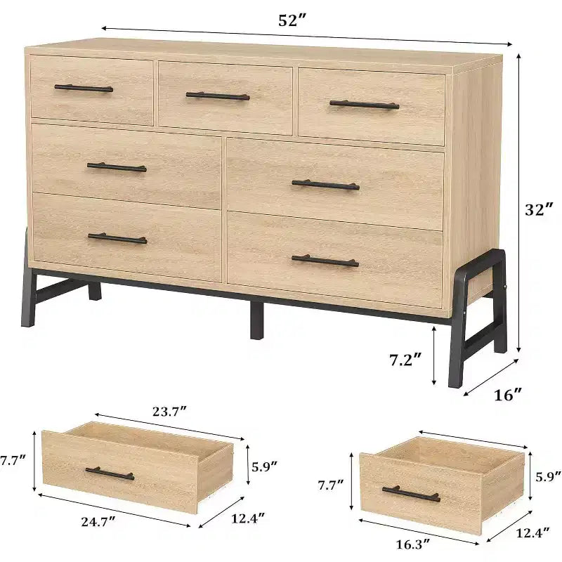 Commode à 7 tiroirs, rangement à tiroirs autoportant