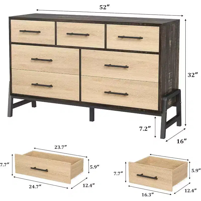 Commode à 7 tiroirs, rangement à tiroirs autoportant