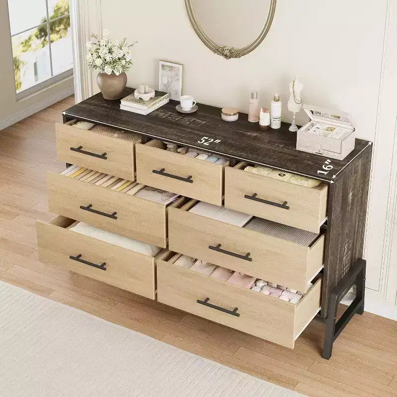 Commode à 7 tiroirs, rangement à tiroirs autoportant