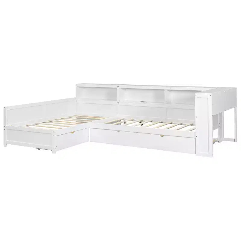 Lits jumeaux en L pour 2, lit d'angle avec lit gigogne