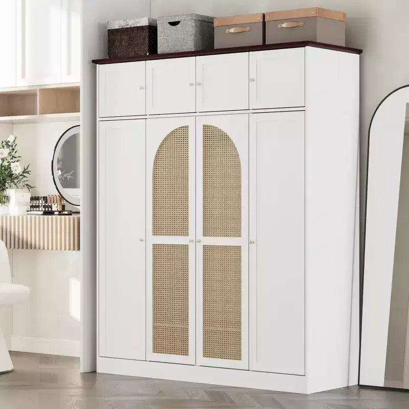 Armoire penderie 8 portes grande capacité avec tringle de suspension