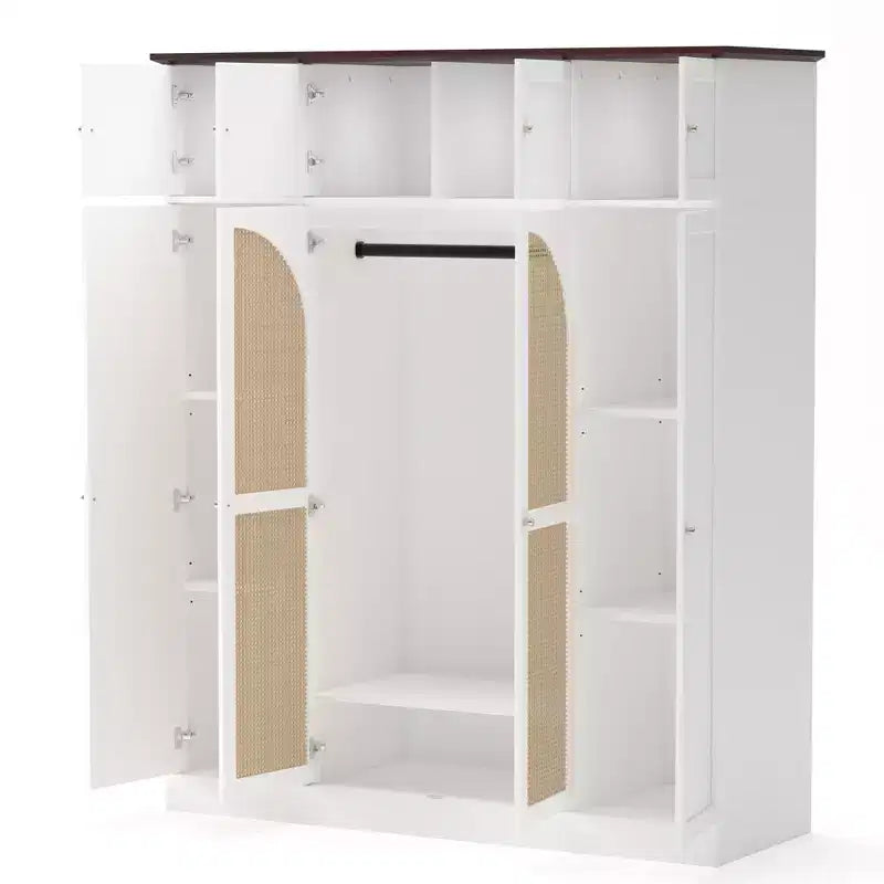 Armoire penderie 8 portes grande capacité avec tringle de suspension