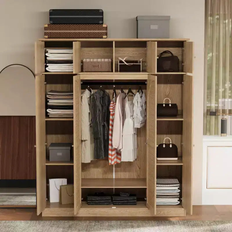 Armoire penderie 8 portes grande capacité avec tringle de suspension
