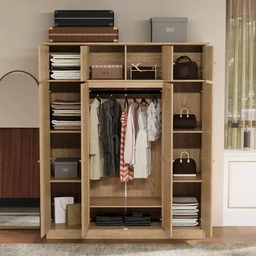 Armoire penderie 8 portes grande capacité avec tringle de suspension
