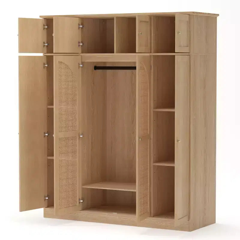 Armoire penderie 8 portes grande capacité avec tringle de suspension