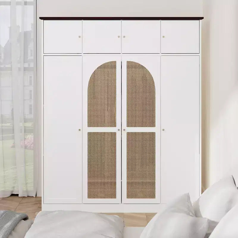 Armoire penderie 8 portes grande capacité avec tringle de suspension