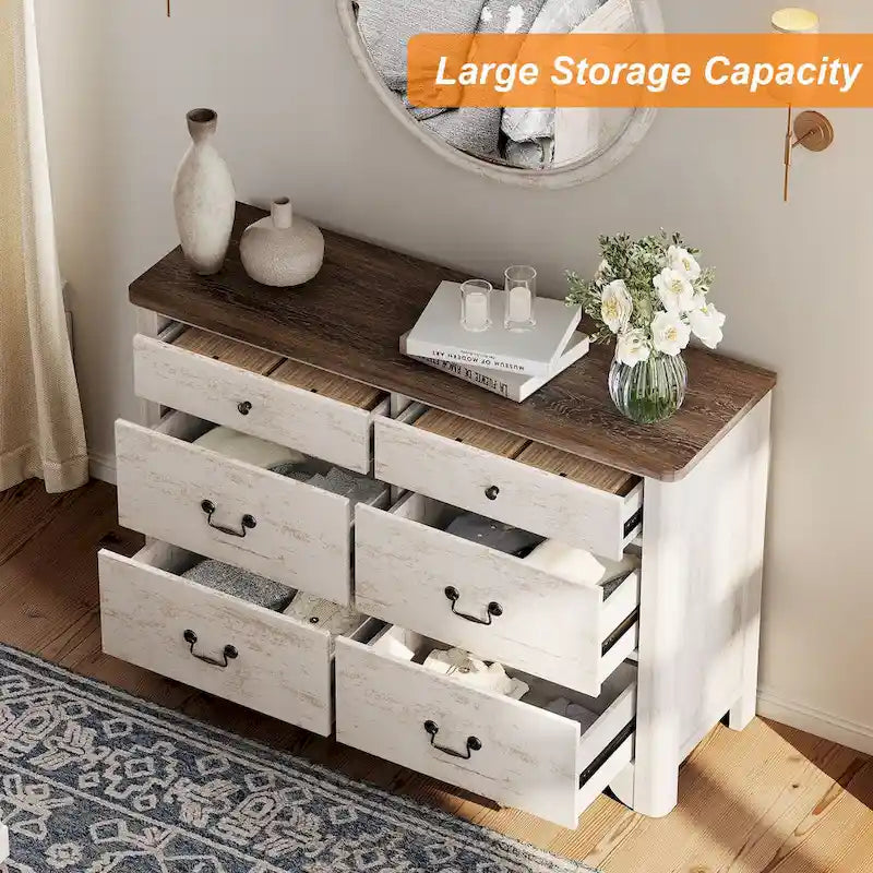 Meuble TV commode de ferme avec 6 tiroirs
