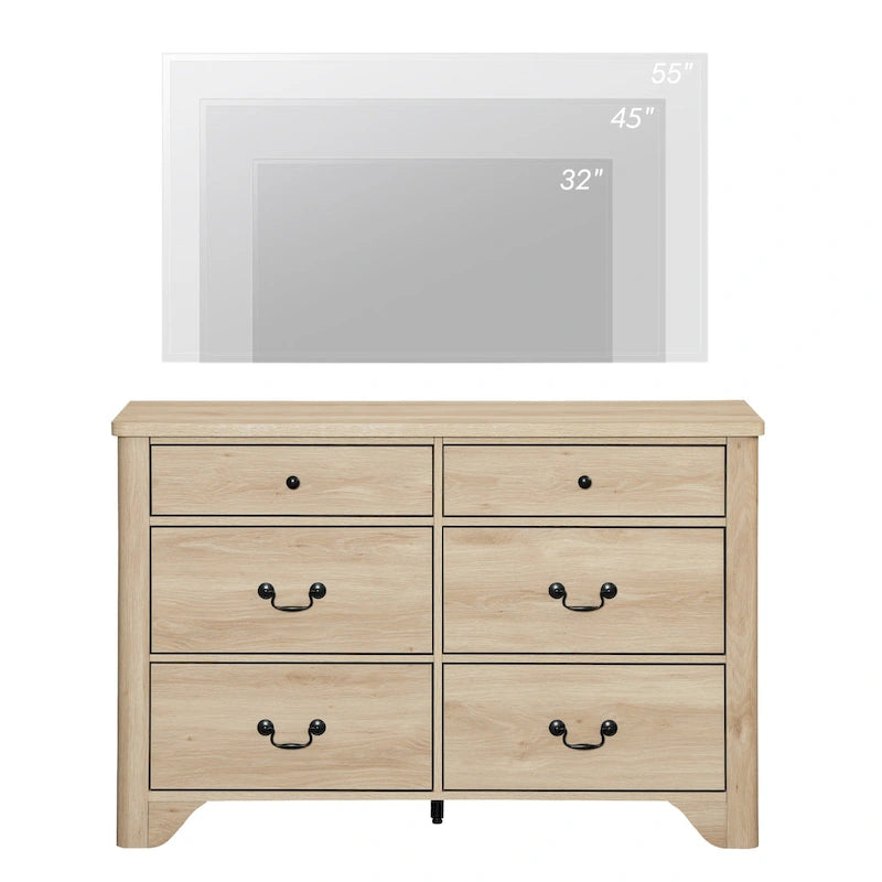 Meuble TV commode de ferme avec 6 tiroirs