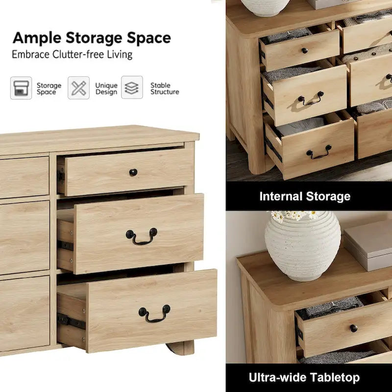 Meuble TV commode de ferme avec 6 tiroirs