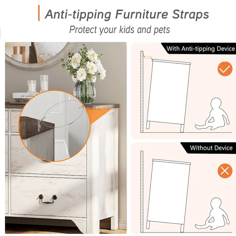 Meuble TV commode de ferme avec 6 tiroirs