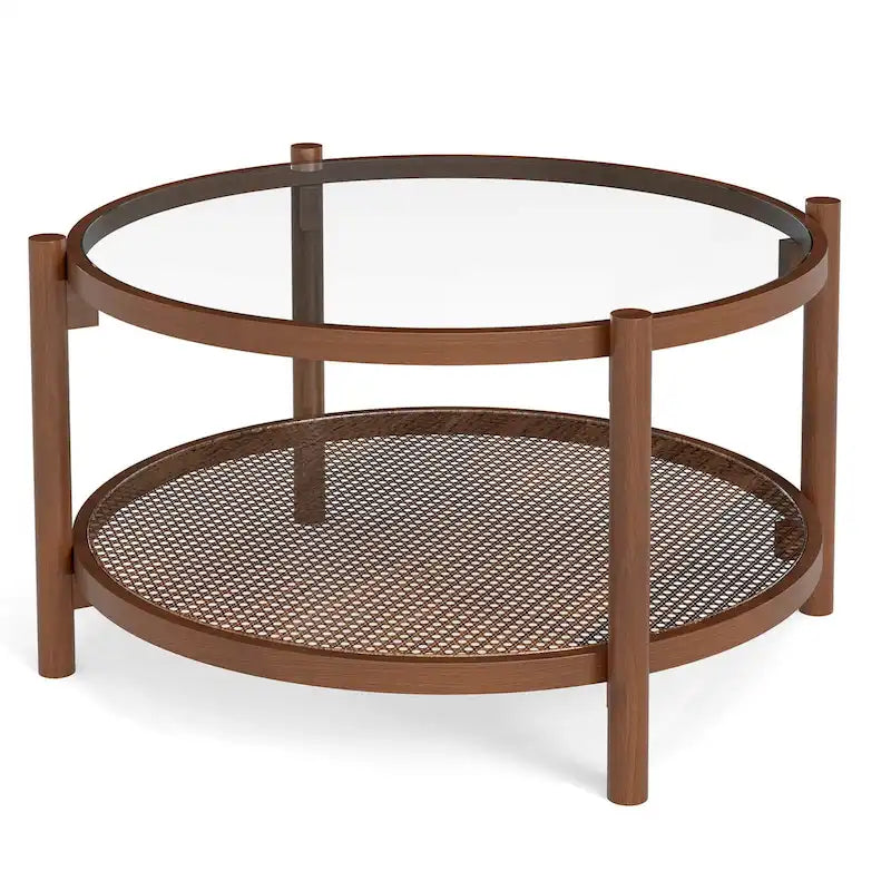 Table basse ronde avec plateau en verre trempé fabriquée à la main