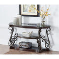 Dark Brown Glass Tabletop Entryway Sofa Table with Shelf