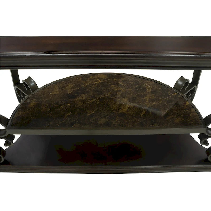 Table console d'entrée en verre trempé brun foncé