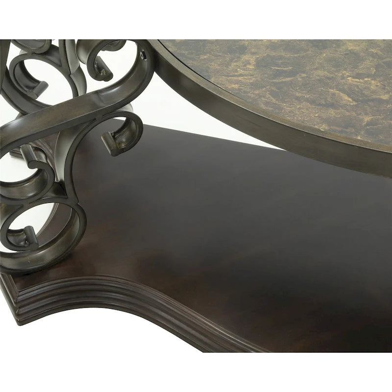 Table console d'entrée en verre trempé brun foncé