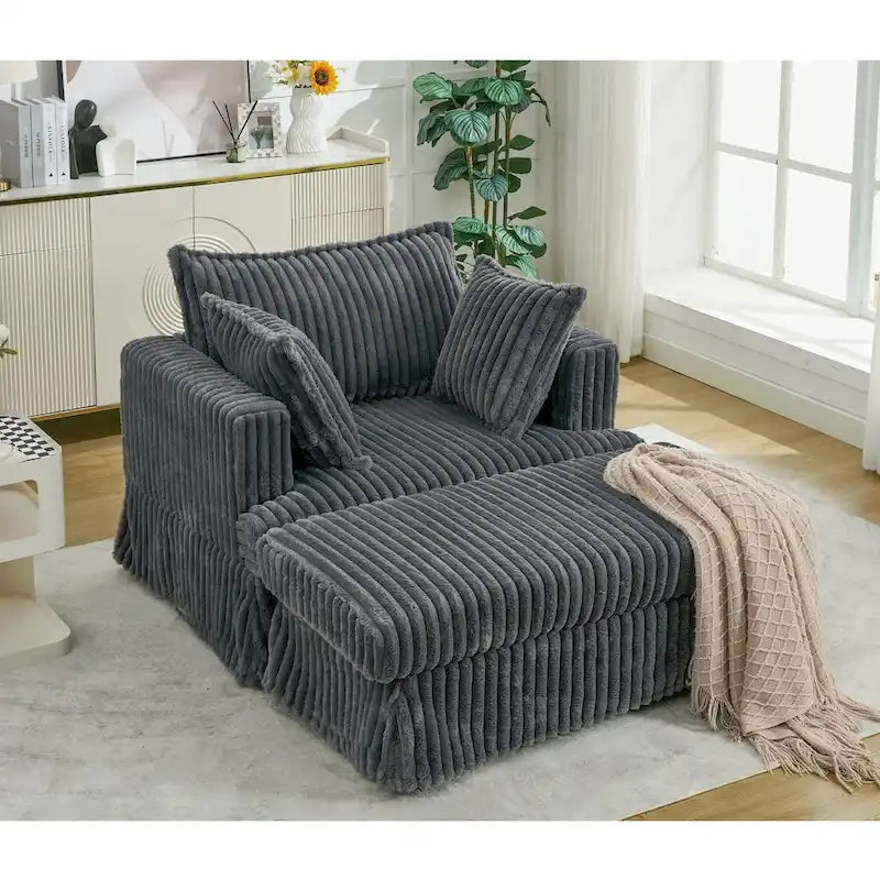 Chaise longue surdimensionnée moderne gris foncé de 47,8 po en tissu d'ameublement