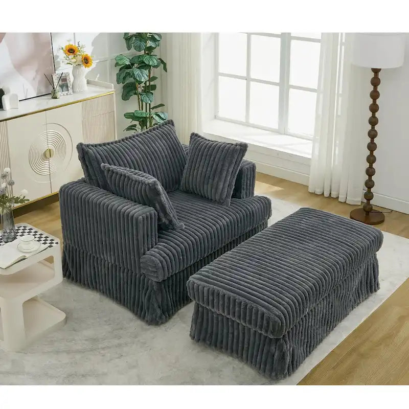 Chaise longue surdimensionnée moderne gris foncé de 47,8 po en tissu d'ameublement