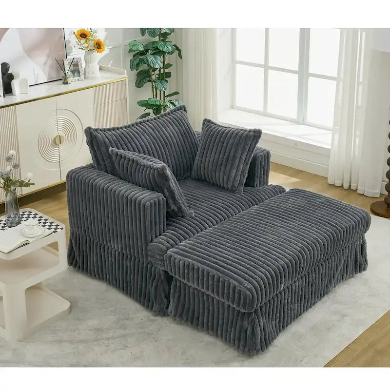 Chaise longue surdimensionnée moderne gris foncé de 47,8 po en tissu d'ameublement
