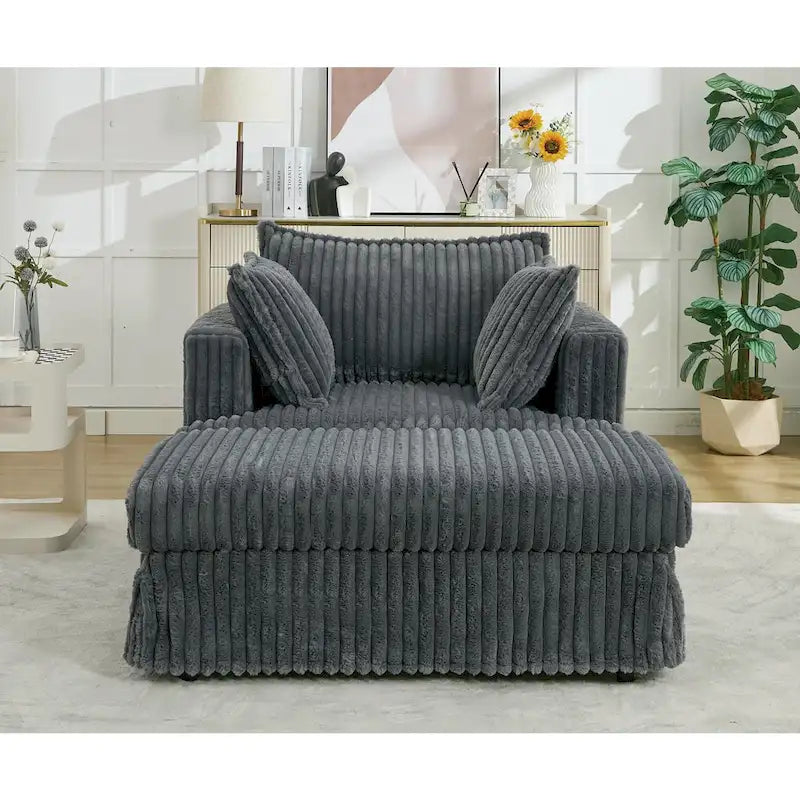 Chaise longue surdimensionnée moderne gris foncé de 47,8 po en tissu d'ameublement