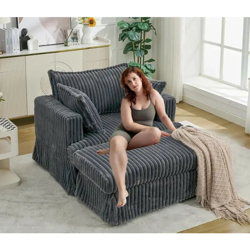 Chaise longue surdimensionnée moderne gris foncé de 47,8 po en tissu d'ameublement