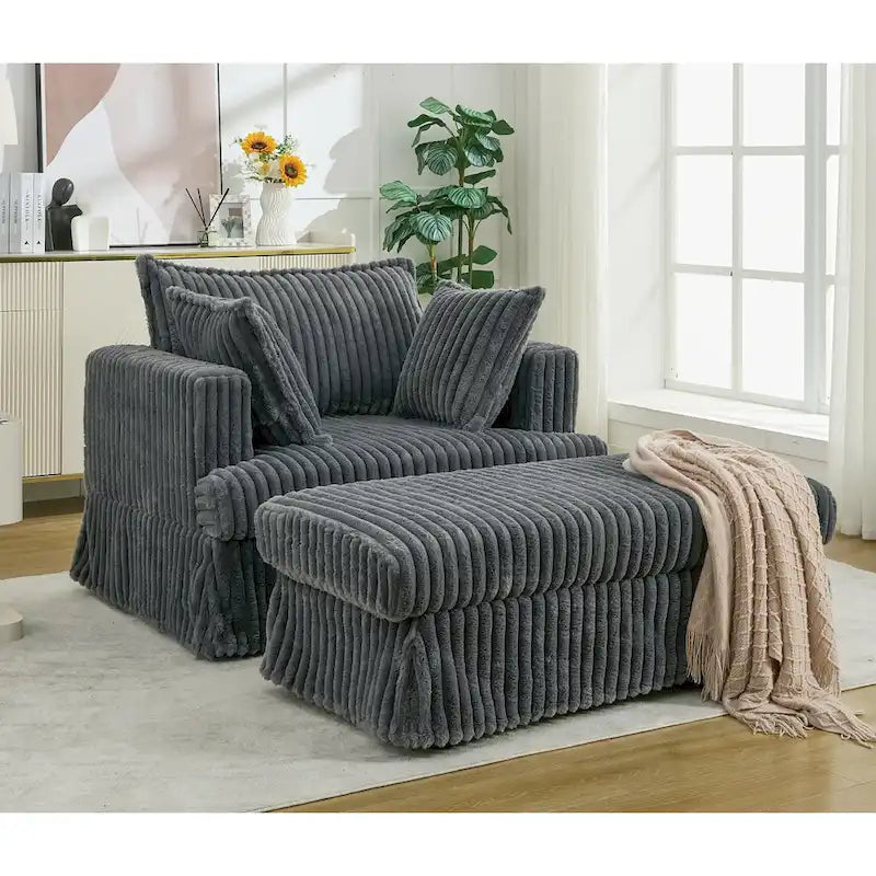 Chaise longue surdimensionnée moderne gris foncé de 47,8 po en tissu d'ameublement