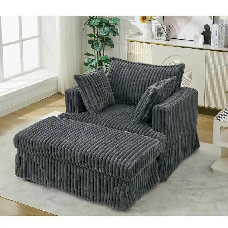 Chaise longue surdimensionnée moderne gris foncé de 47,8 po en tissu d'ameublement