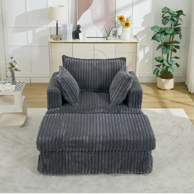 Chaise longue surdimensionnée moderne gris foncé de 47,8 po en tissu d'ameublement