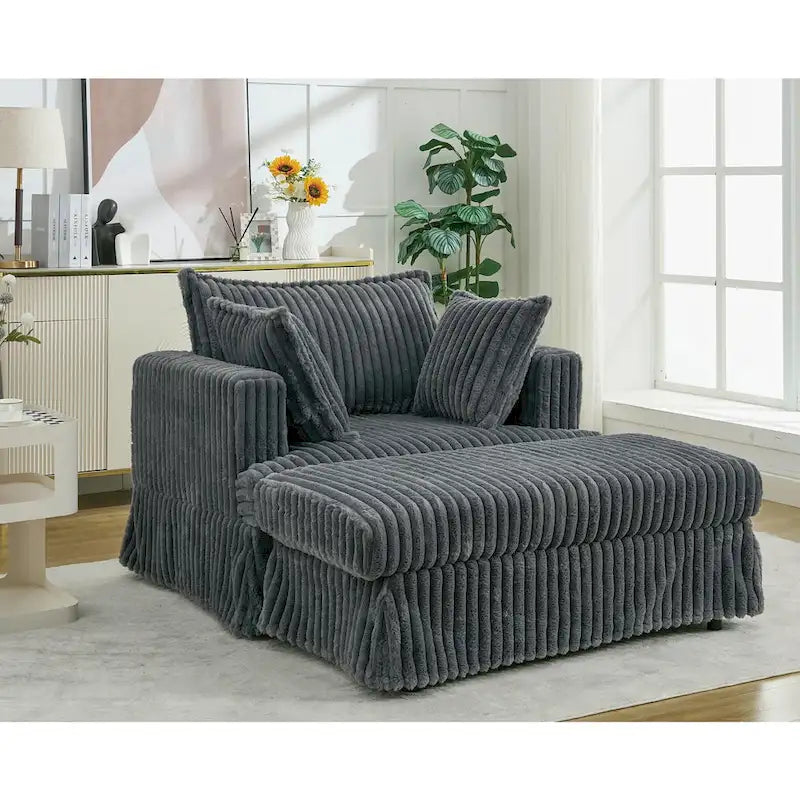 Chaise longue surdimensionnée moderne gris foncé de 47,8 po en tissu d'ameublement