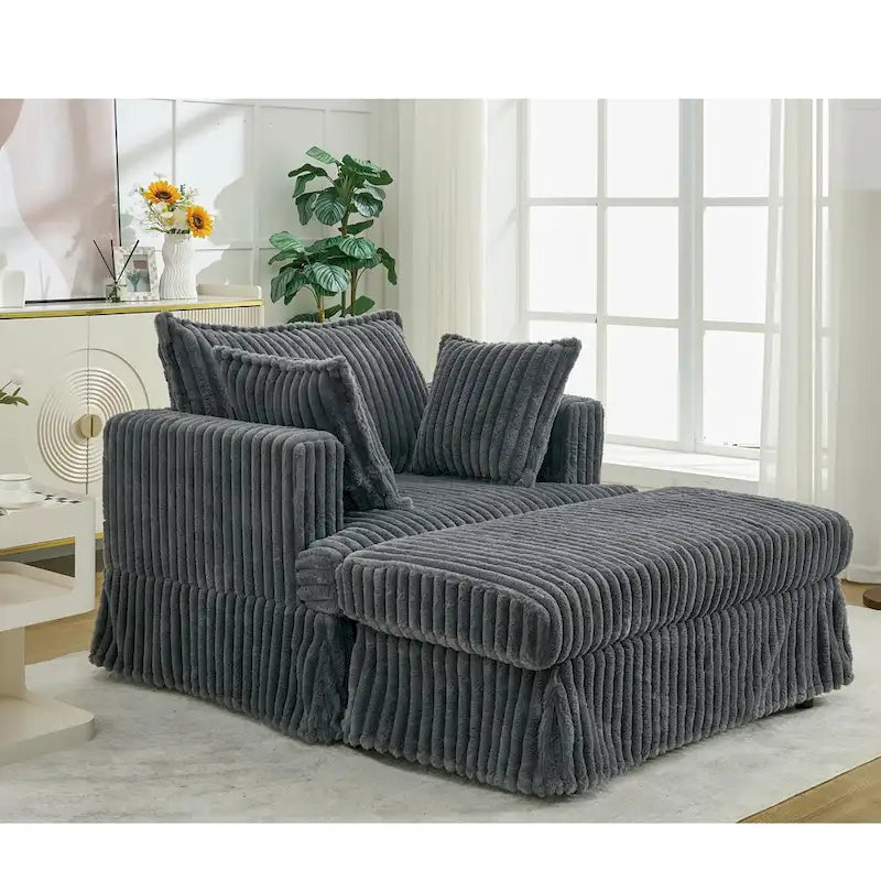 Chaise longue surdimensionnée moderne gris foncé de 47,8 po en tissu d'ameublement