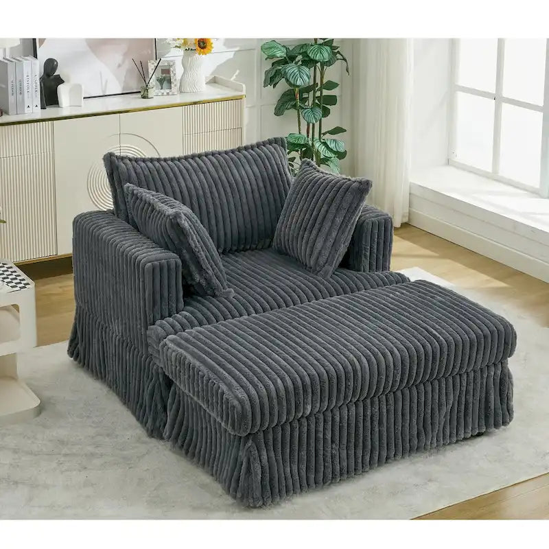 Chaise longue surdimensionnée moderne gris foncé de 47,8 po en tissu d'ameublement