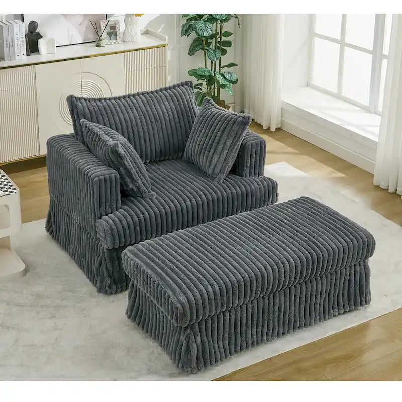 Chaise longue surdimensionnée moderne gris foncé de 47,8 po en tissu d'ameublement