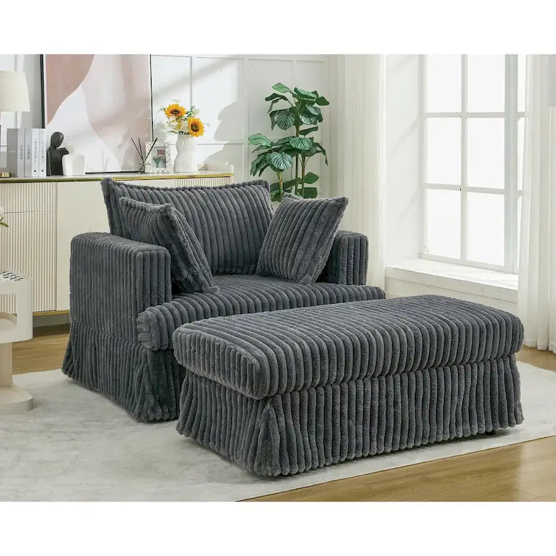 Chaise longue surdimensionnée moderne gris foncé de 47,8 po en tissu d'ameublement